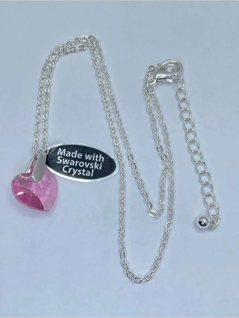 Swarovski Crystal Elements Pink Heart Crystal Necklace Silver Pendant Minimalist